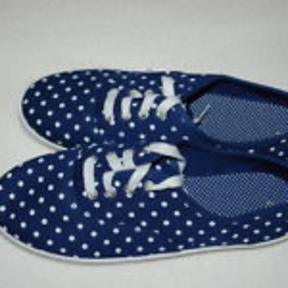 Shoes - BLUE AND WHITE POLKA DOT SNEAKERS